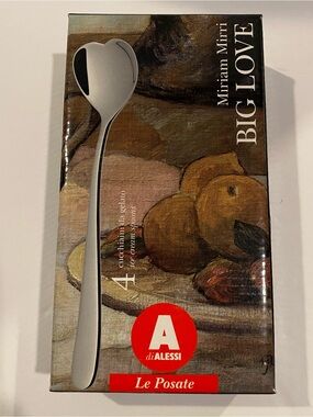 NEW! 2002 Alessi for Delta Miriam Mirri Big Love Heart Shaped Ice Cream Spoons.